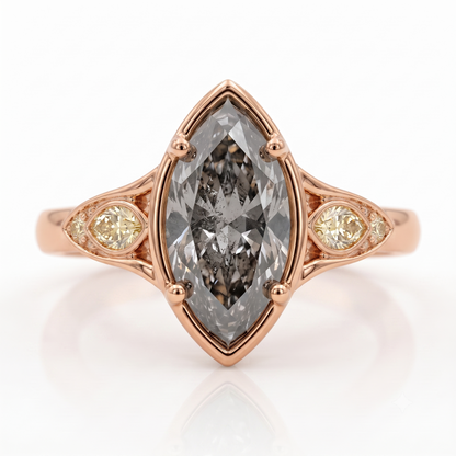 Vintage 1.5CT Marquise Cut Moissanite Engagement Ring