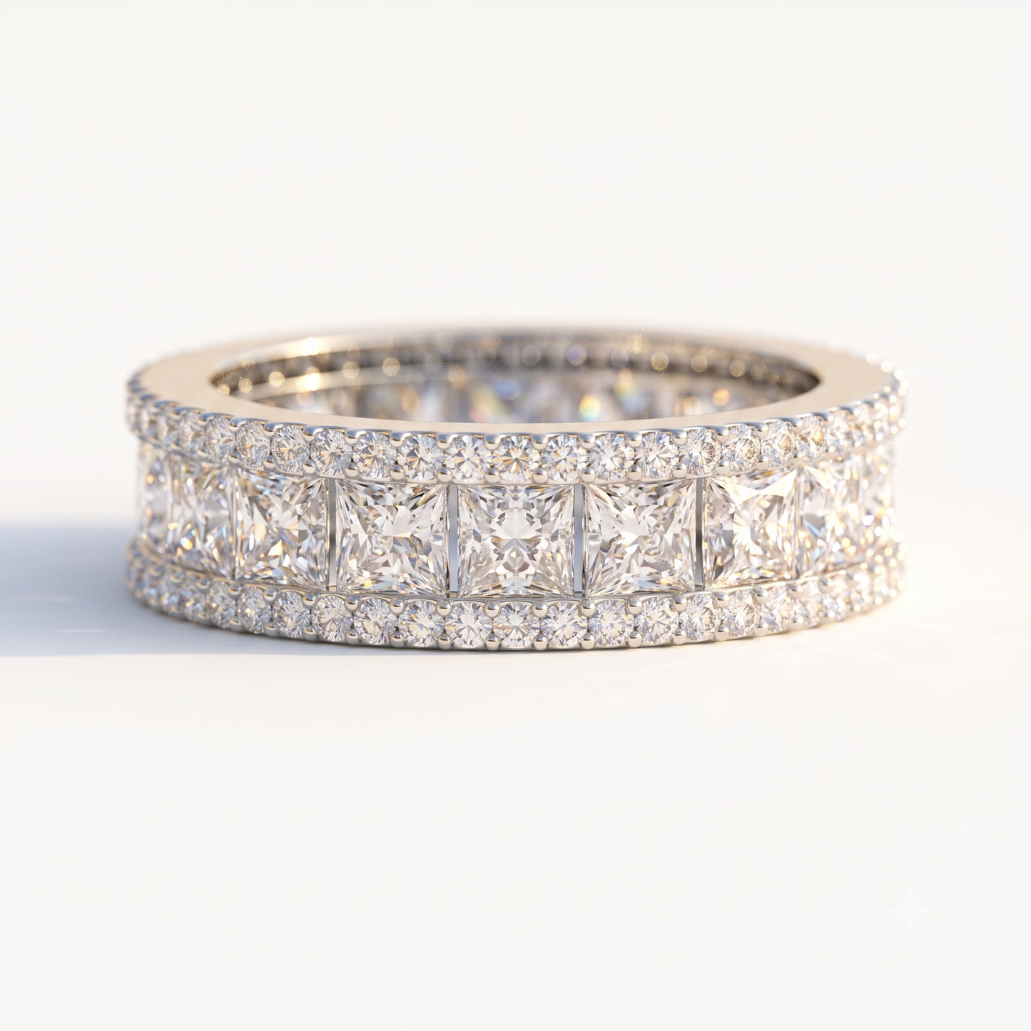 6.780 ct Princess Cut Lab Grown Diamond Full Eternity Wedding Band Ring
