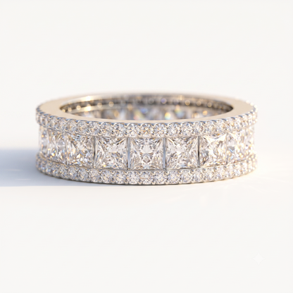 6.780 ct Princess Cut Lab Grown Diamond Full Eternity Wedding Band Ring