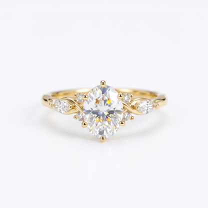 6*8mm Oval cut Natural Diamond Engagement Ring,Stacking ring