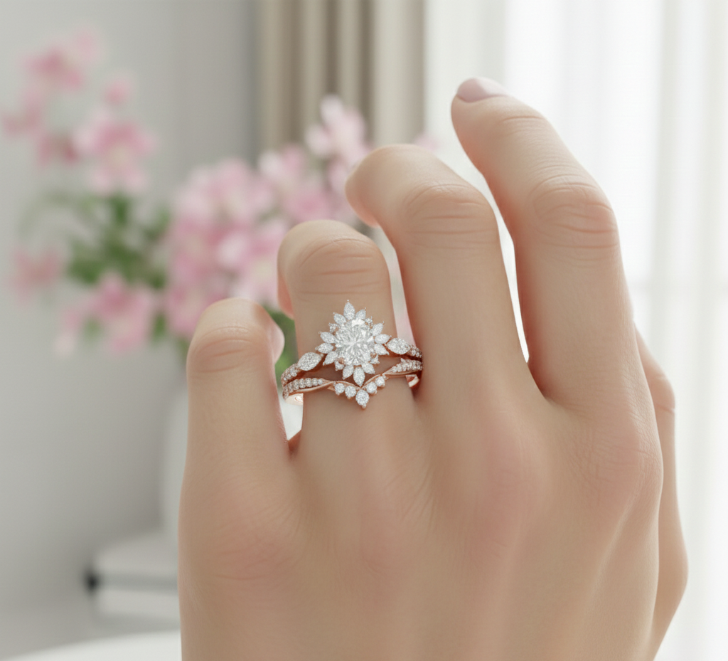 2.50 Ct Oval Moissanite Engagement & Bridal Ring Set