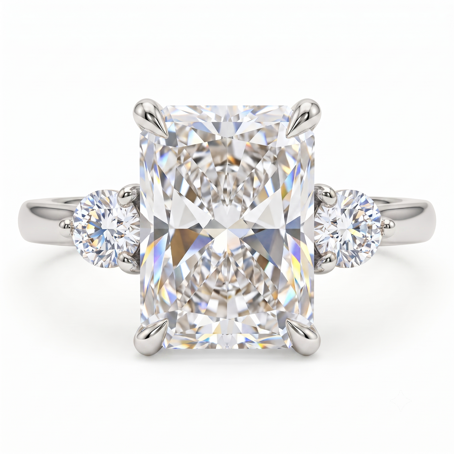 2.40 CT Radiant Lab Grown Diamond Three Stone Engagement Ring
