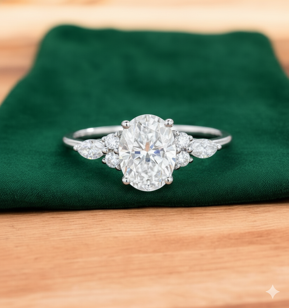 oval lab grown diamond engagement ring
