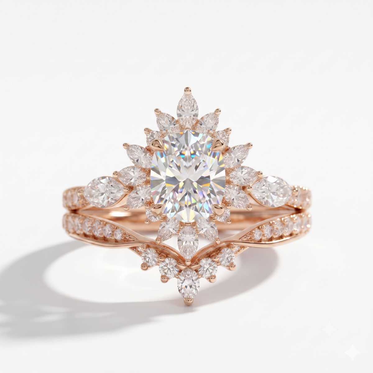 2.50 Ct Oval Lab-Grown Engagement & Bridal Ring Set