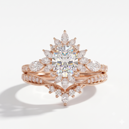 2.50 Ct Oval Lab-Grown Engagement & Bridal Ring Set
