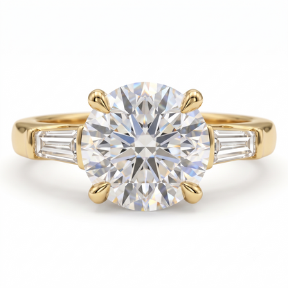 2.60 CT Round Cut Lab Grown Diamond Three Stone Engagement Ring