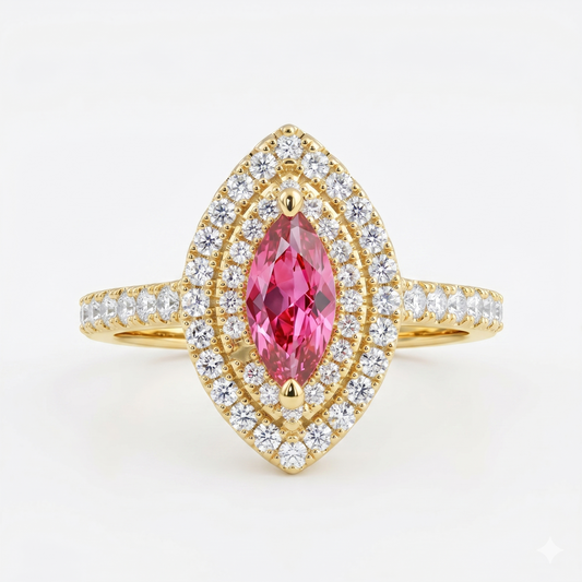 0.50TCW Marquise Cut Pink Diamond Engagement Ring