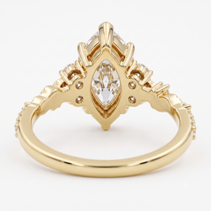 1.670ct Marquise Cut Lab Grown Diamond Floral Engagement Ring