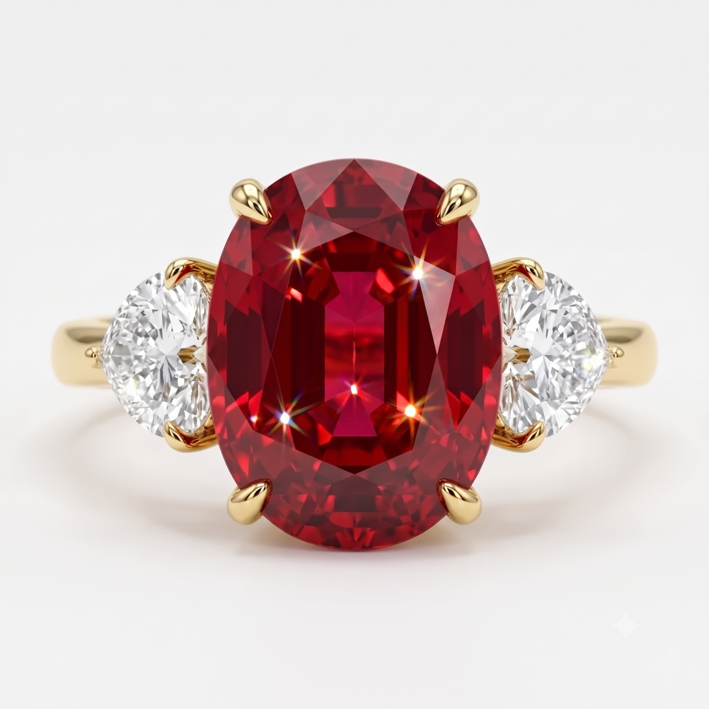 3.00 Carat Pink Elongated Cushion Cut Three Stone Reverse Tapered Lab-Grown Ring