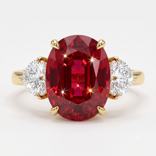 3.00 Carat Pink Elongated Cushion Cut Three Stone Reverse Tapered Lab-Grown Ring