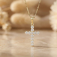 0.440 ct 14K White Gold Dainty Moissanite Cross Pendant Necklace