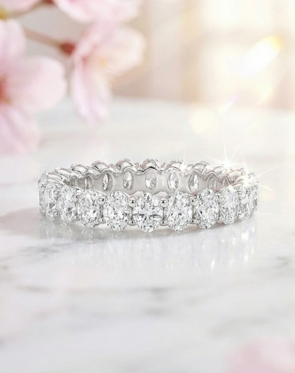 1.36 Ct Oval Moissanite Eternity Wedding Band