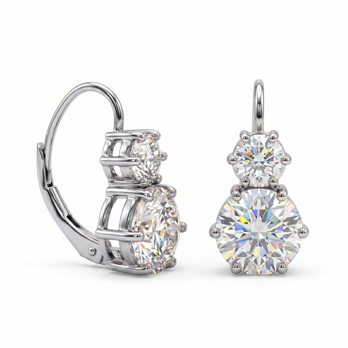 8.00ct Round Lab Grown Diamond Drop Dangle Earrings