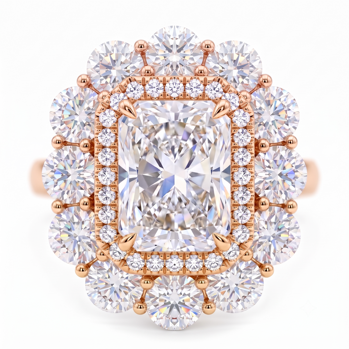 2.50ct Radiant Cut Lab Grown Diamond Halo Engagement Ring