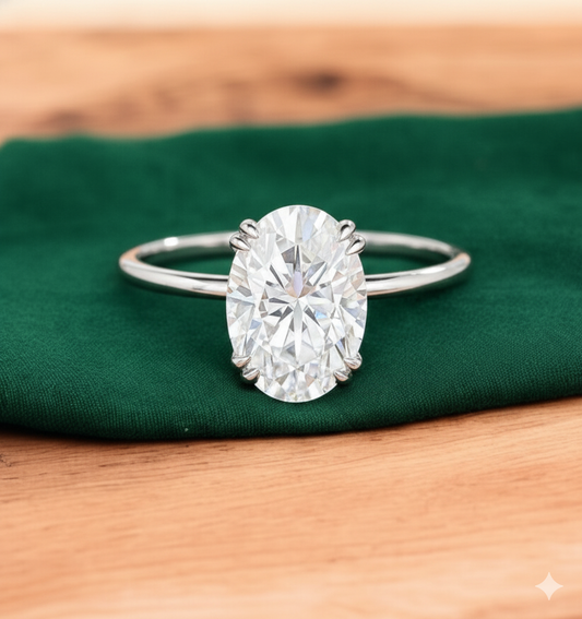 2.500 ct Oval Lab Grown Diamond Engagement Ring • 14K Gold Solitaire Ring