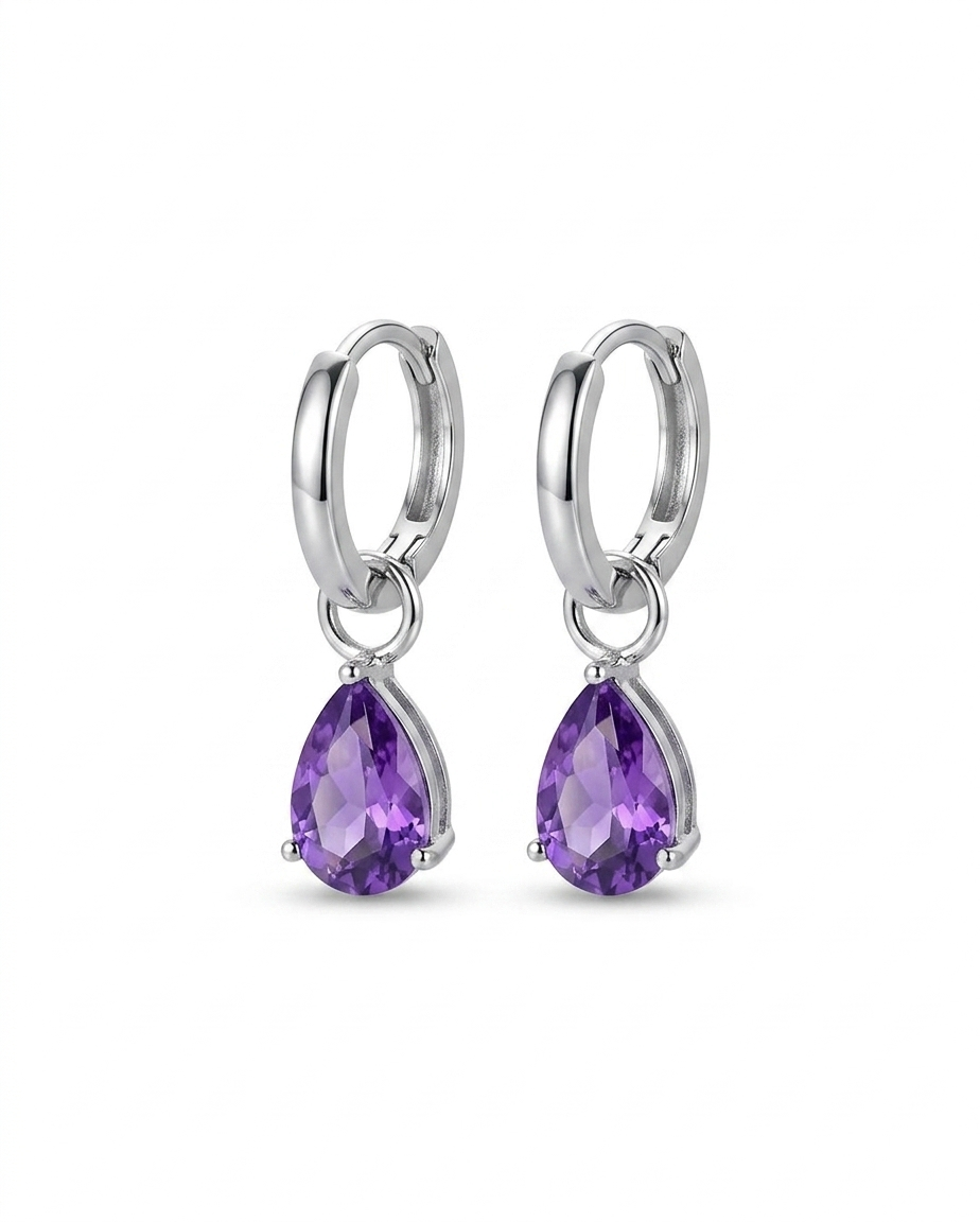 2.00TCW Amethyst Purple Pear Cut Cubic Zirconia Drop Earrings