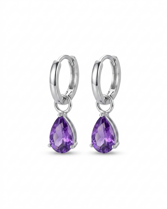 2.00TCW Amethyst Purple Pear Cut Cubic Zirconia Drop Earrings