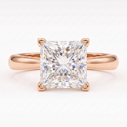 1.00CT Princess Cut Lab Grown Diamond Engagement Ring