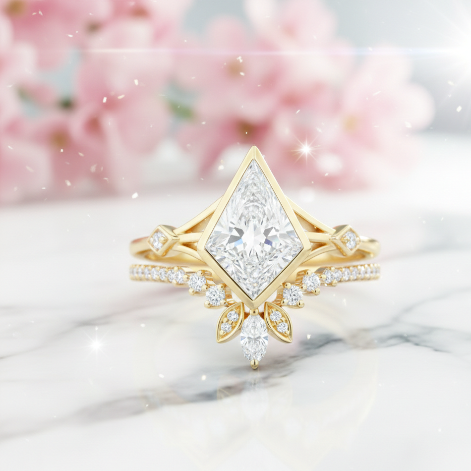 1.860ct Kite Cut Moissanite Engagement Ring