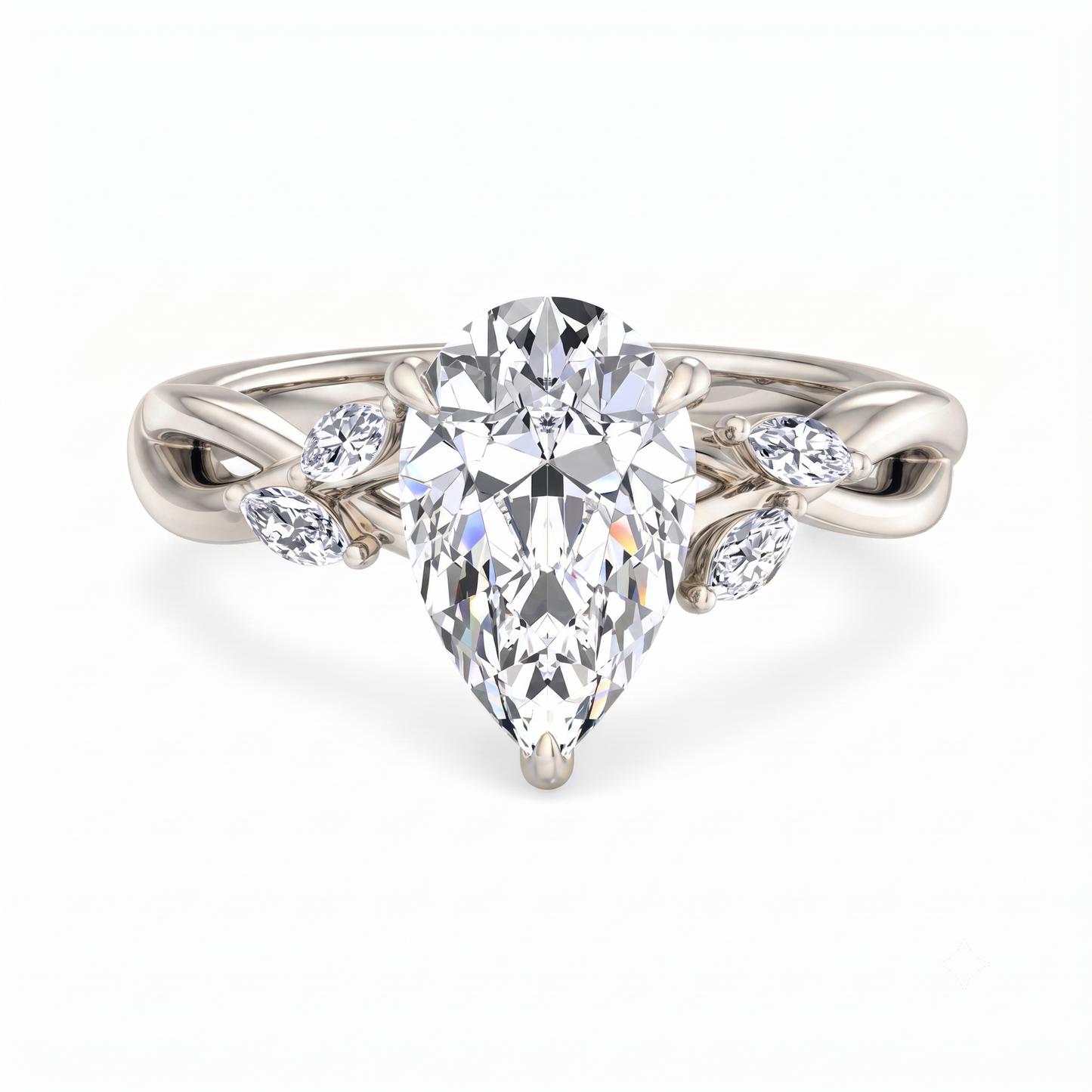 1.5 ct Pear Shaped Lab Grown Diamond Engagement Ring in 14k Rose Gold Twist Band
