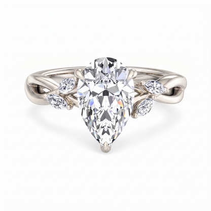 1.5 ct Pear Shaped Lab Grown Diamond Engagement Ring in 14k Rose Gold Twist Band