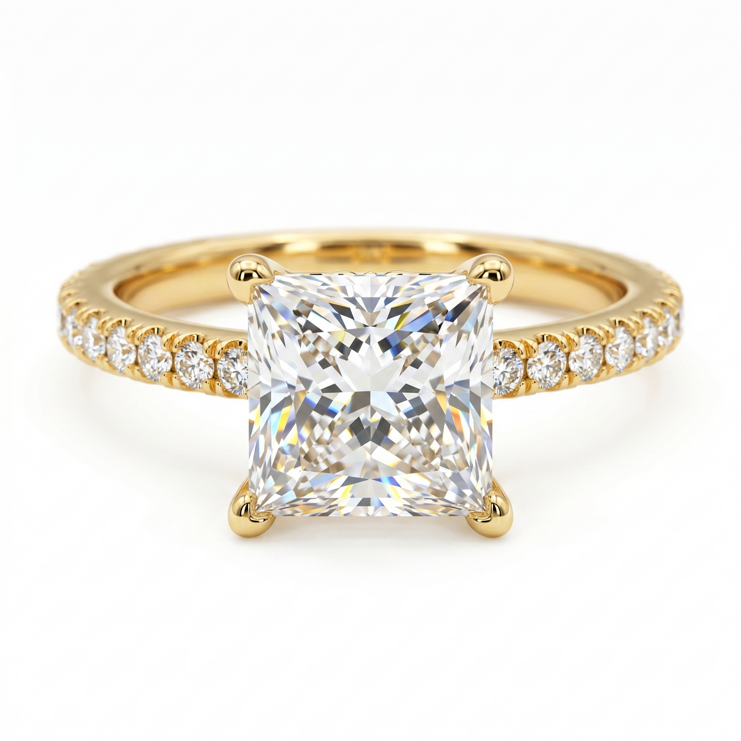 2.150 CT Princess Cut Lab Grown Diamond Engagement Ring, Solitaire Diamond Ring