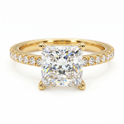 2.150 CT Princess Cut Lab Grown Diamond Engagement Ring, Solitaire Diamond Ring