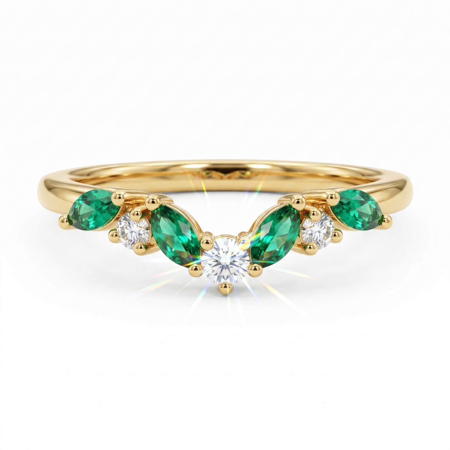 0.550ct Vintage Marquise cut Emerald wedding band