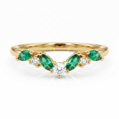 0.550ct Vintage Marquise cut Emerald wedding band