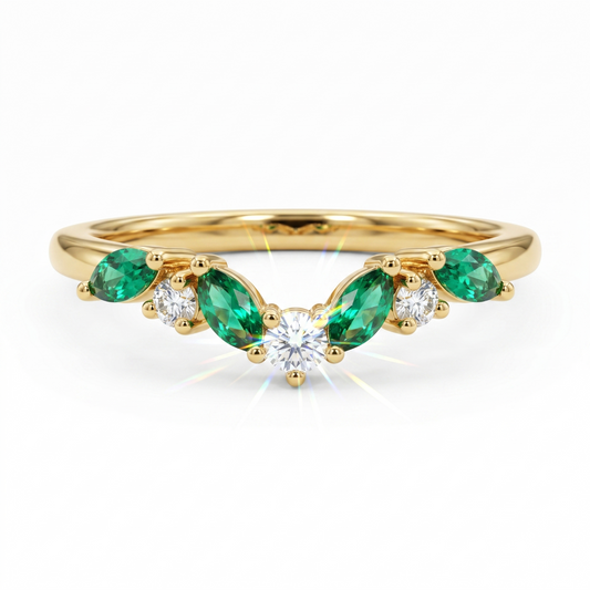0.550ct Vintage Marquise cut Emerald wedding band