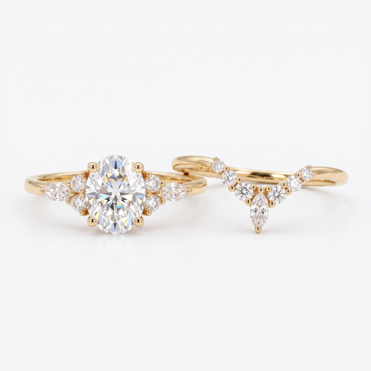 1.690 CT Oval Cut Lab Grown Diamond Engagement Ring Set