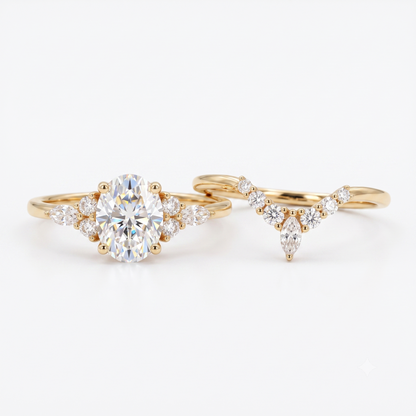 1.690 CT Oval Cut Lab Grown Diamond Engagement Ring Set