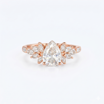 1.25 ct Pear Lab Diamond Engagement Ring | Vintage Floral