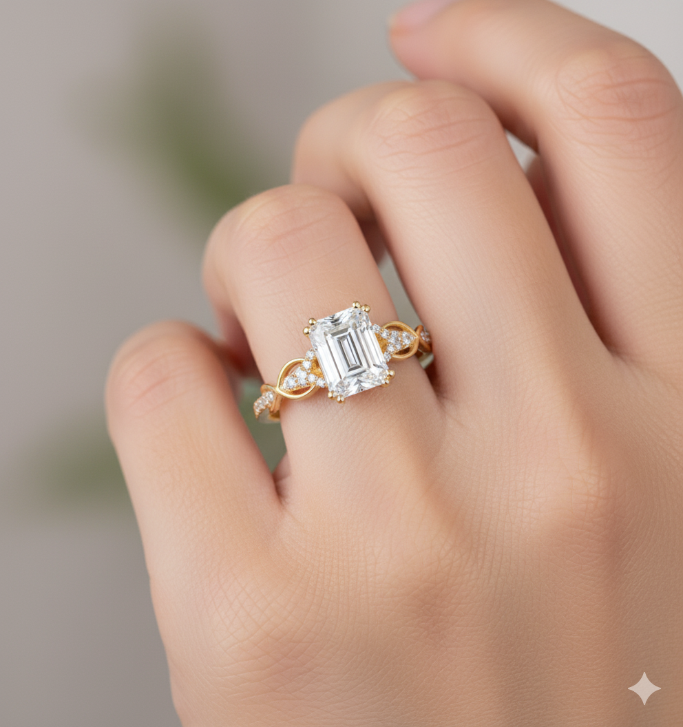 1.80ct Emerald Cut Lab Grown Diamond Engagement Ring