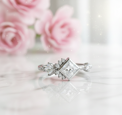 1.05 Ct Princess Cut Lab Grown Diamond Engagement Ring