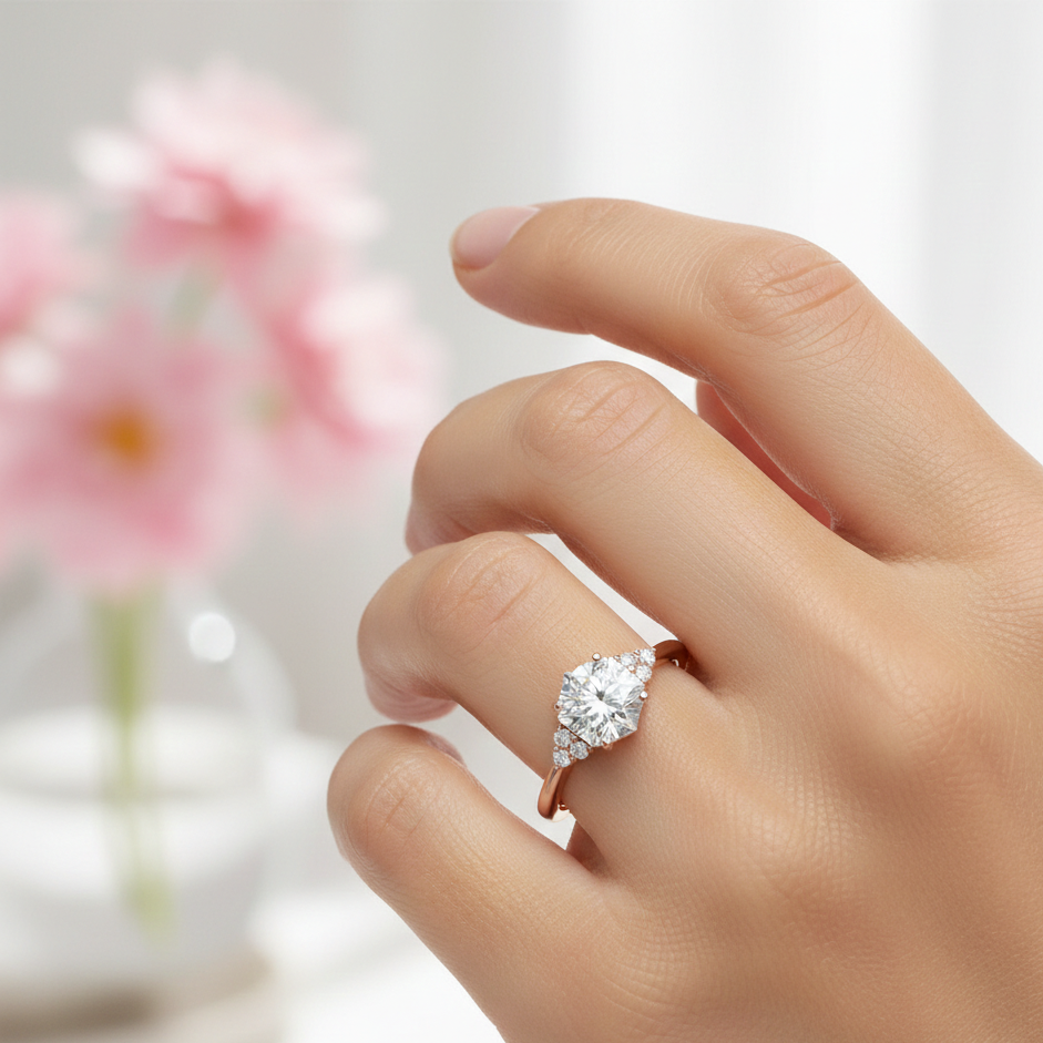 1.56ct Hexagon Cut Lab-Grown Engagement Ring