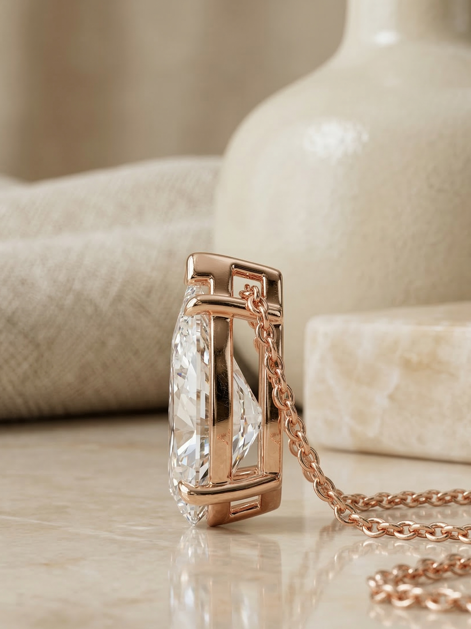 pear shape diamond pendant necklace​

