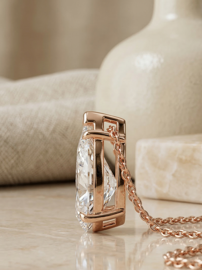1 Carat Pear Lab Grown Diamond Pendant Necklace
