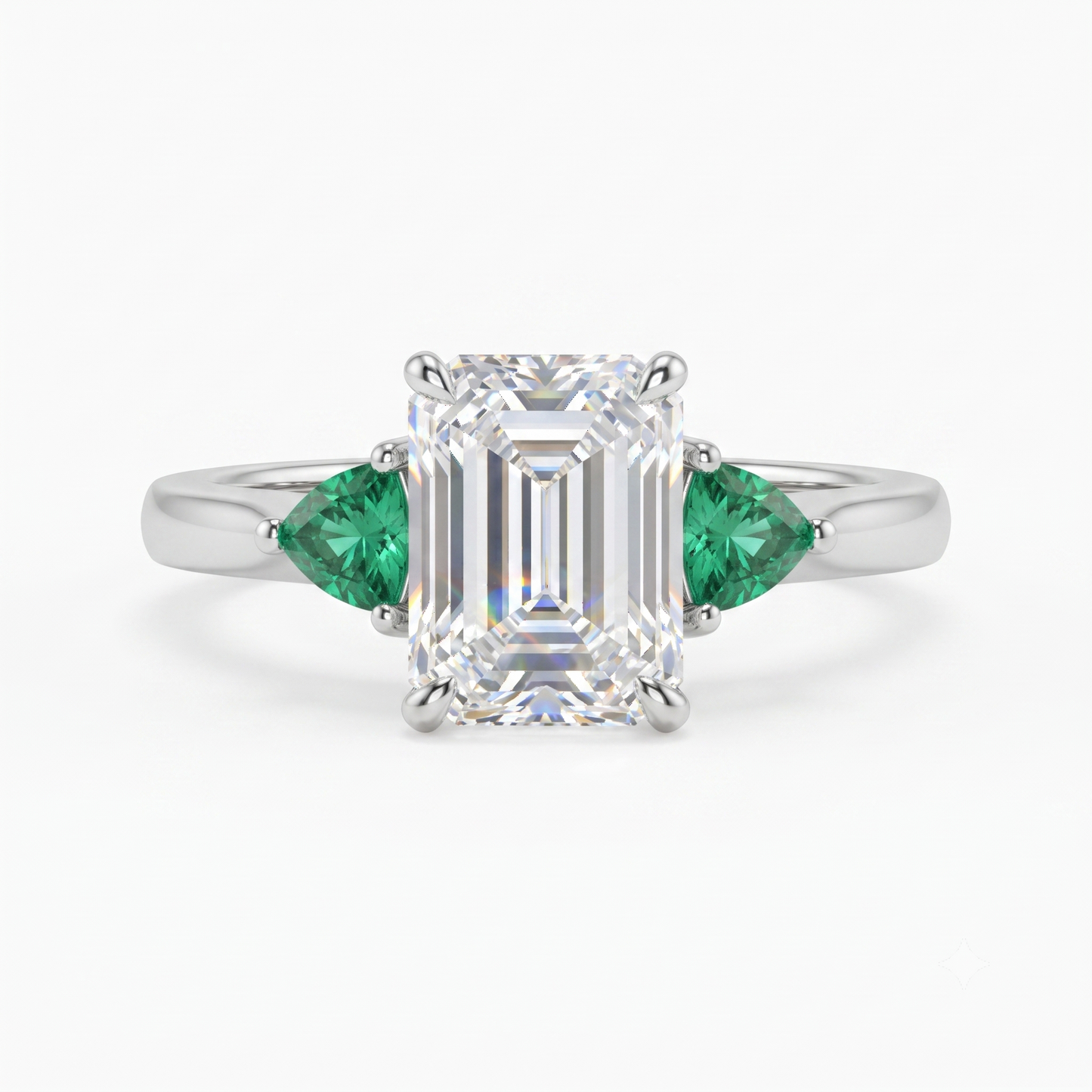 3.00ct Three Stone Emerald Cut Lab-Grown Engagement Ring