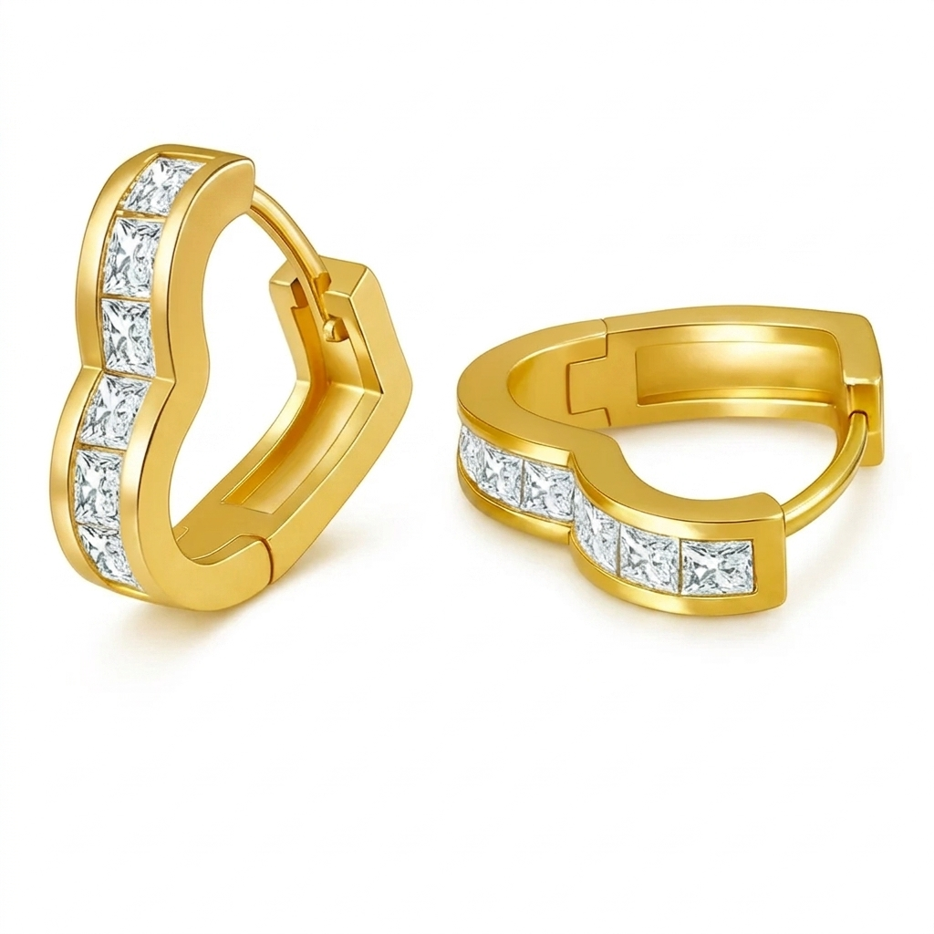 1 ct Heart Lab Diamond Hexagon Hoops | 14K Gold