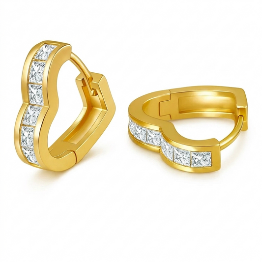 1 ct Heart Lab Diamond Hexagon Hoops | 14K Gold