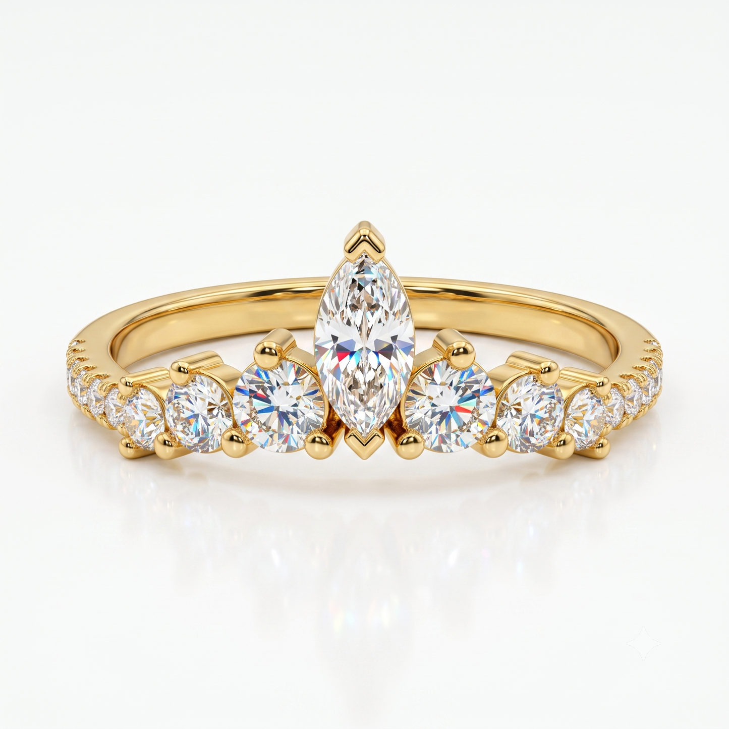 0.20 ct Marquise Lab Grown Diamond Curved Wedding Band