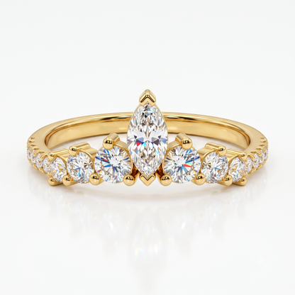 0.20 ct Marquise Lab Grown Diamond Curved Wedding Band