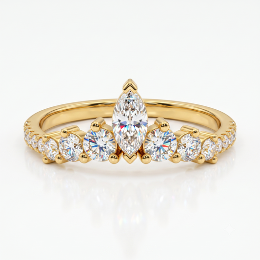 0.20 ct Marquise Lab Grown Diamond Curved Wedding Band