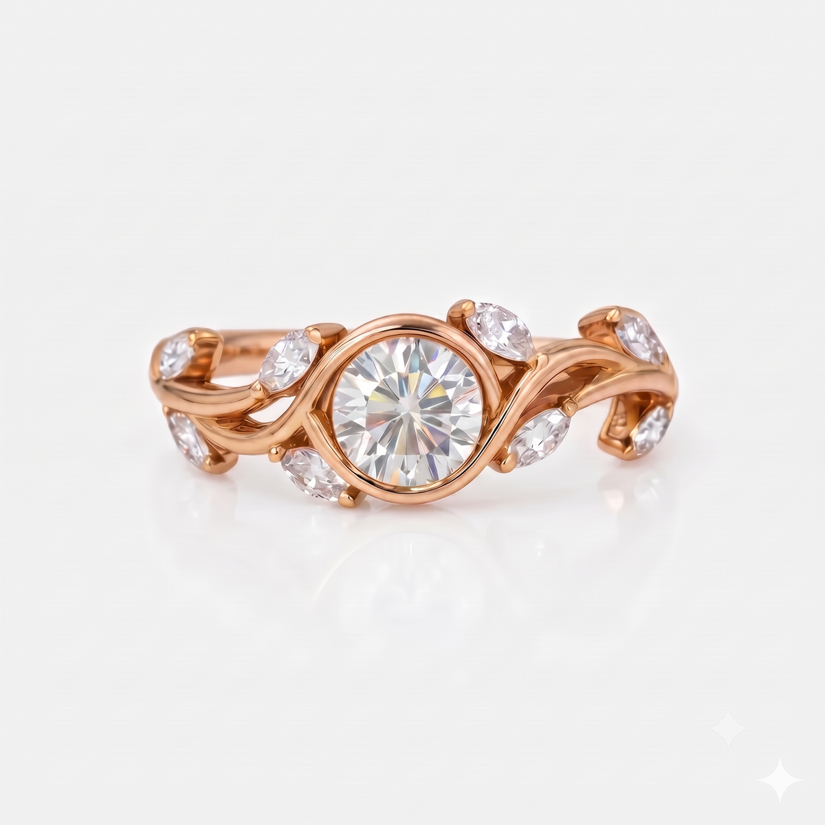 0.50 ct Round Lab-Grown Diamond Vintage Leaf Ring