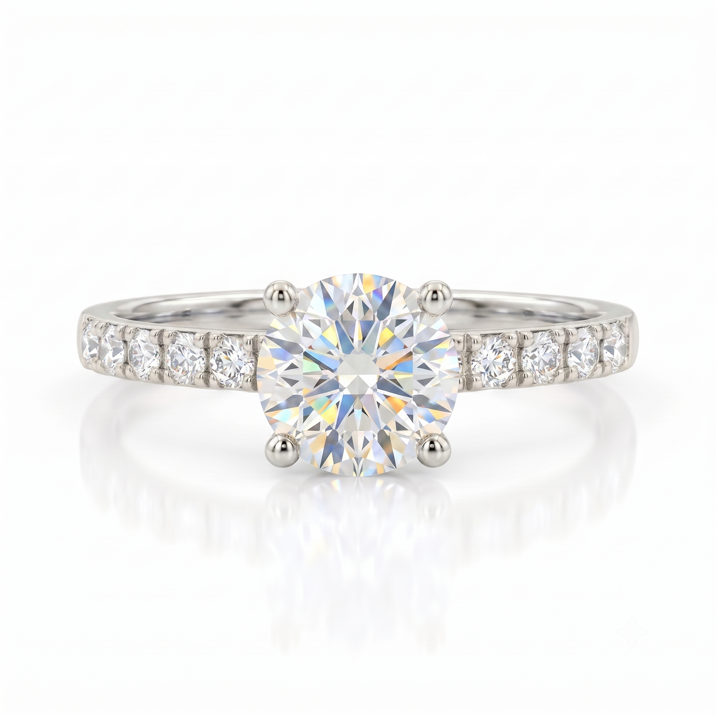 1.00 ct Vintage Round Cut Lab Grown Diamond Engagement Ring • Half Eternity Wedding Band