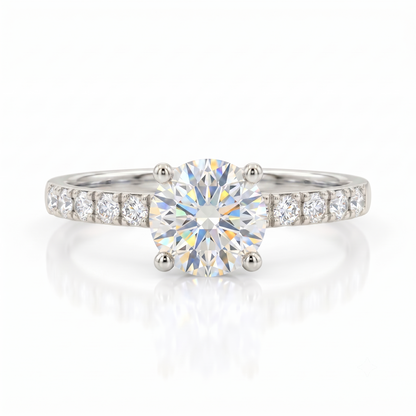1.00 ct Vintage Round Cut Lab Grown Diamond Engagement Ring • Half Eternity Wedding Band