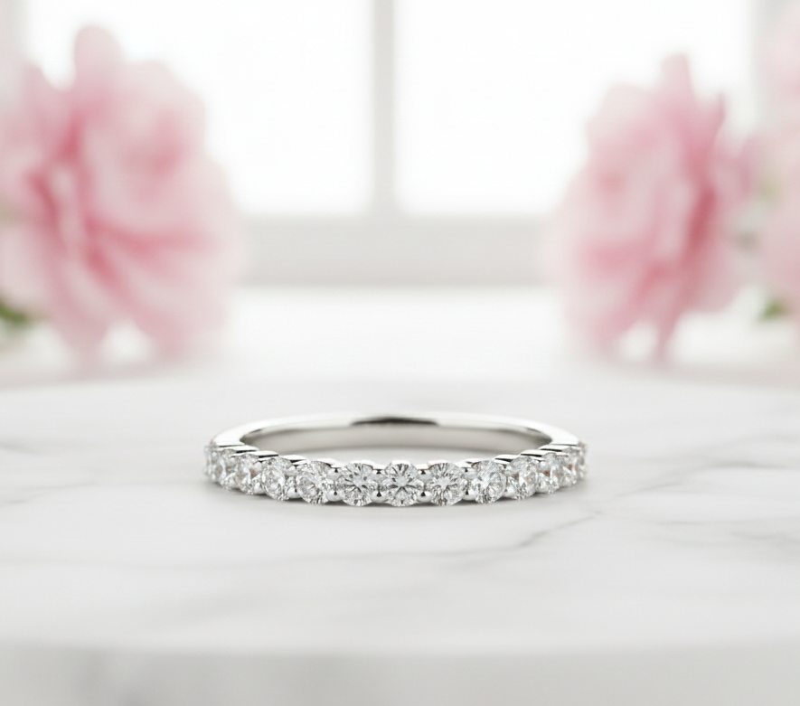 0.480 Ct 1.80mm Round Cut Colorless Lab Grown Diamond Band