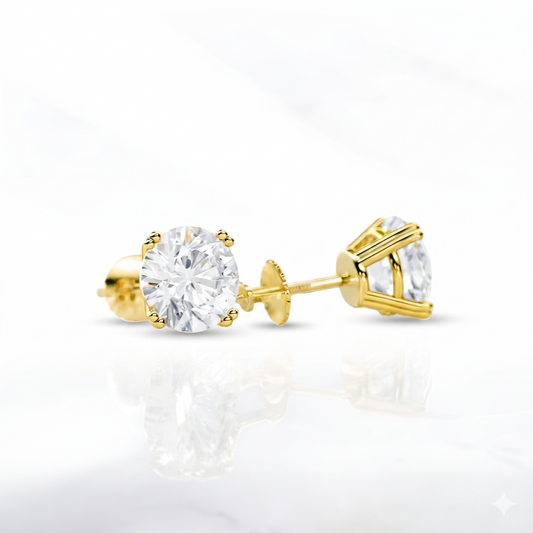 1.00Carat Lab Grown Diamond Stud Earrings • Round Cut Solitaire in 14K Rose Gold