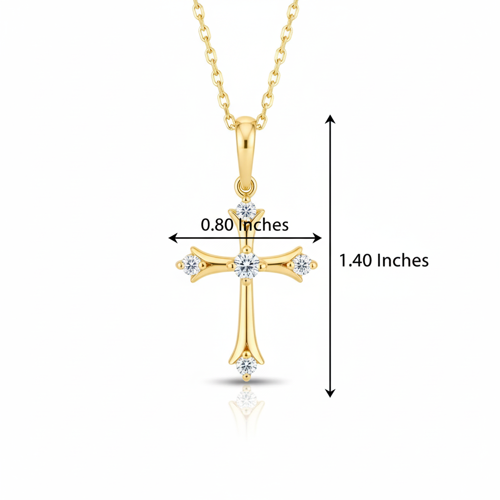 0.108 Ct Cross Necklace with Five Lab-Grown Stones